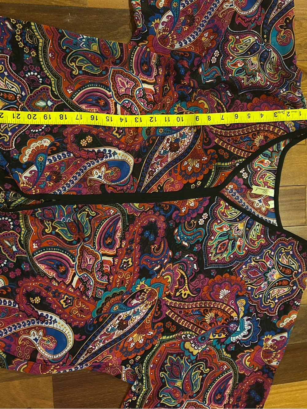 Chenault Multi-Color Paisley Tie-Front Blouse size L - Picture 6 of 7